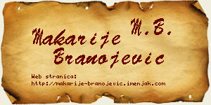 Makarije Branojević vizit kartica